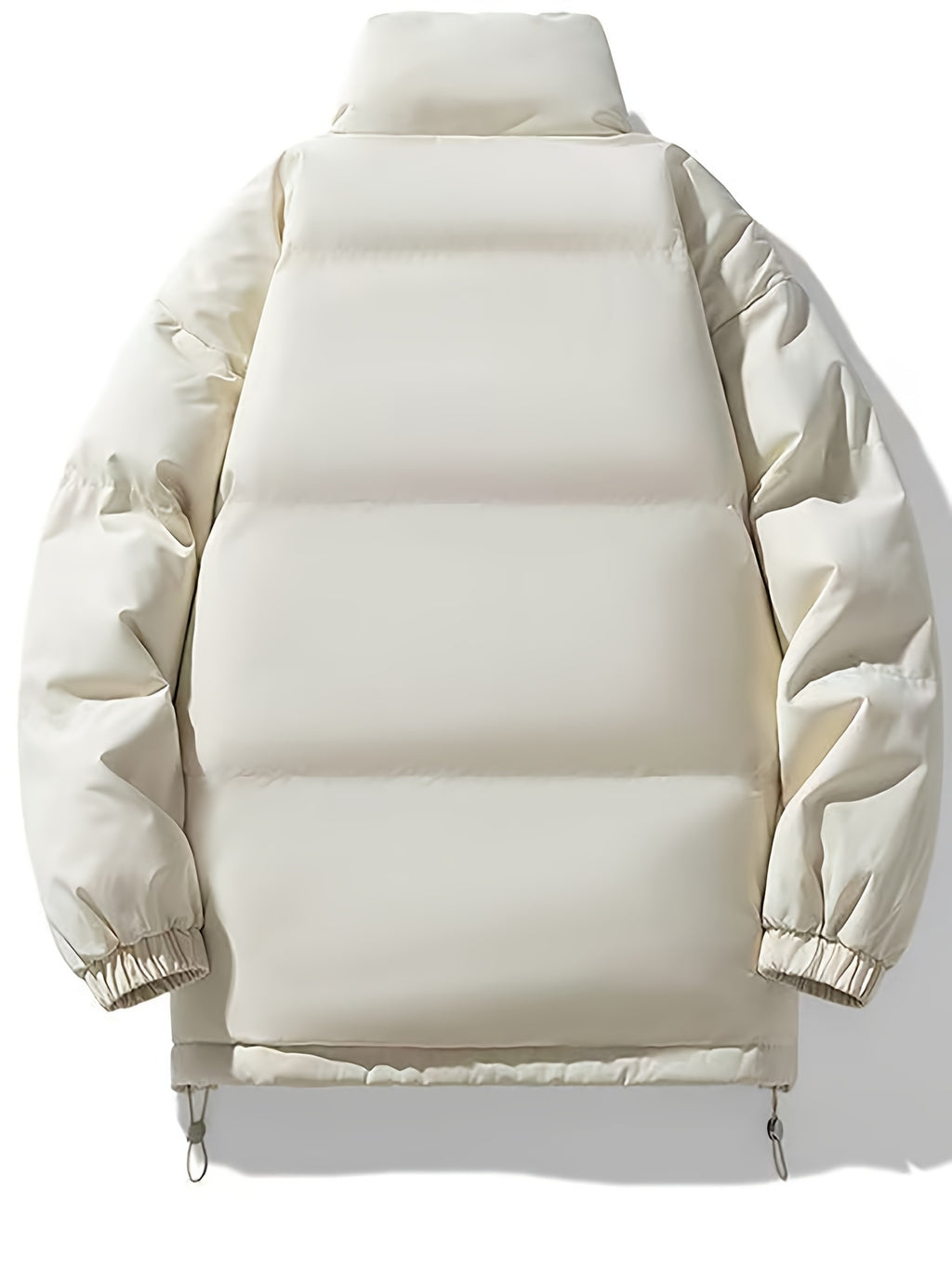 Men'S Stand-Collar Jacket Winter Loose Thick Warm Coat, Easy Casual Zippered Jacket - White