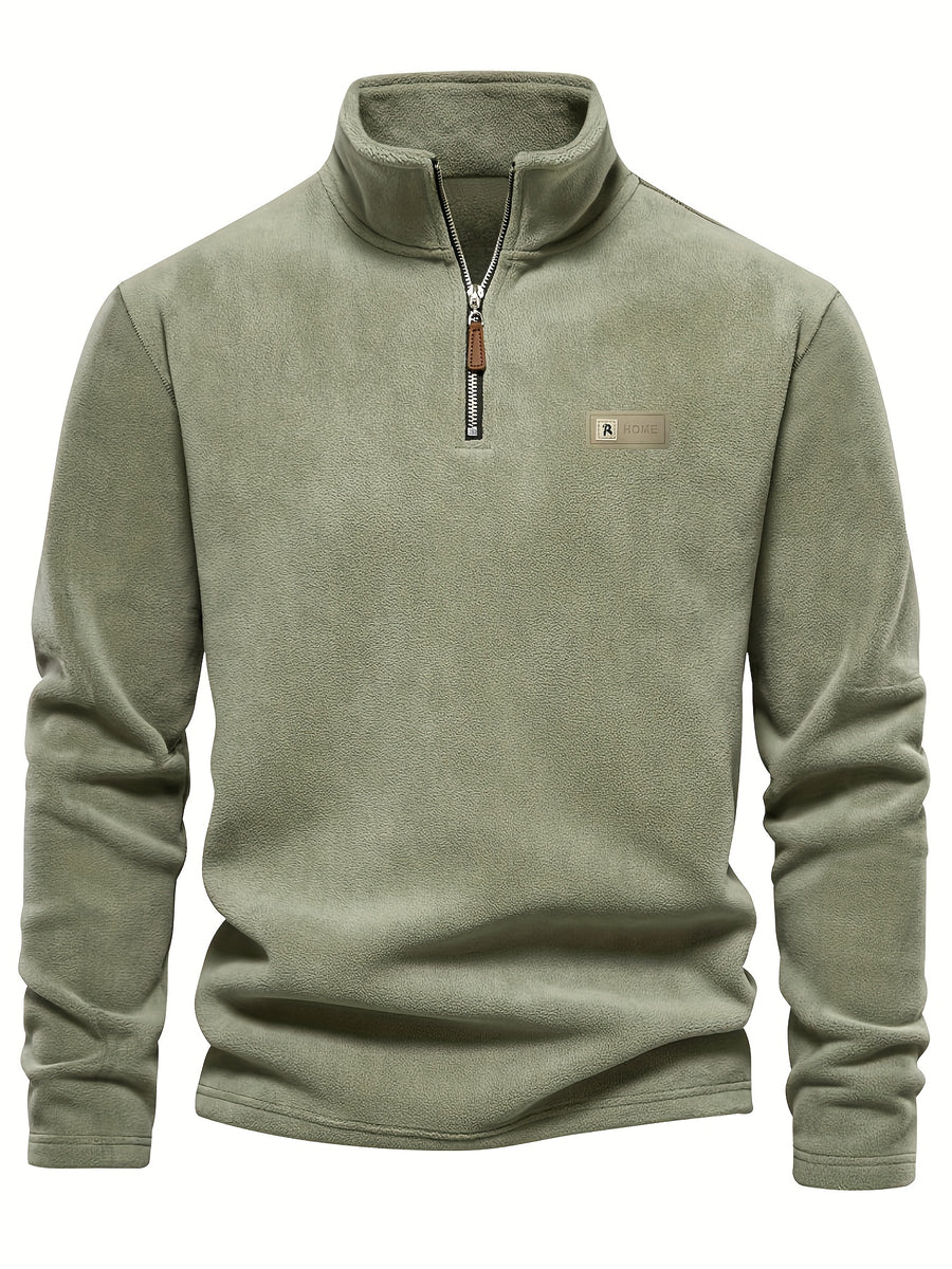 Autumn-Winter Plush Top Half-Zip Sweatshirt Trendy Warm Clothing - Mint Green
