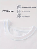 100% Pure  Men's Crew Neck Short Sleeve T-Shirt, Summer Solid Color, Comfortable, Soft, Breathable, Sweat-Absorbent, Casual, Versatile, for Layering or Wearing Outside - White