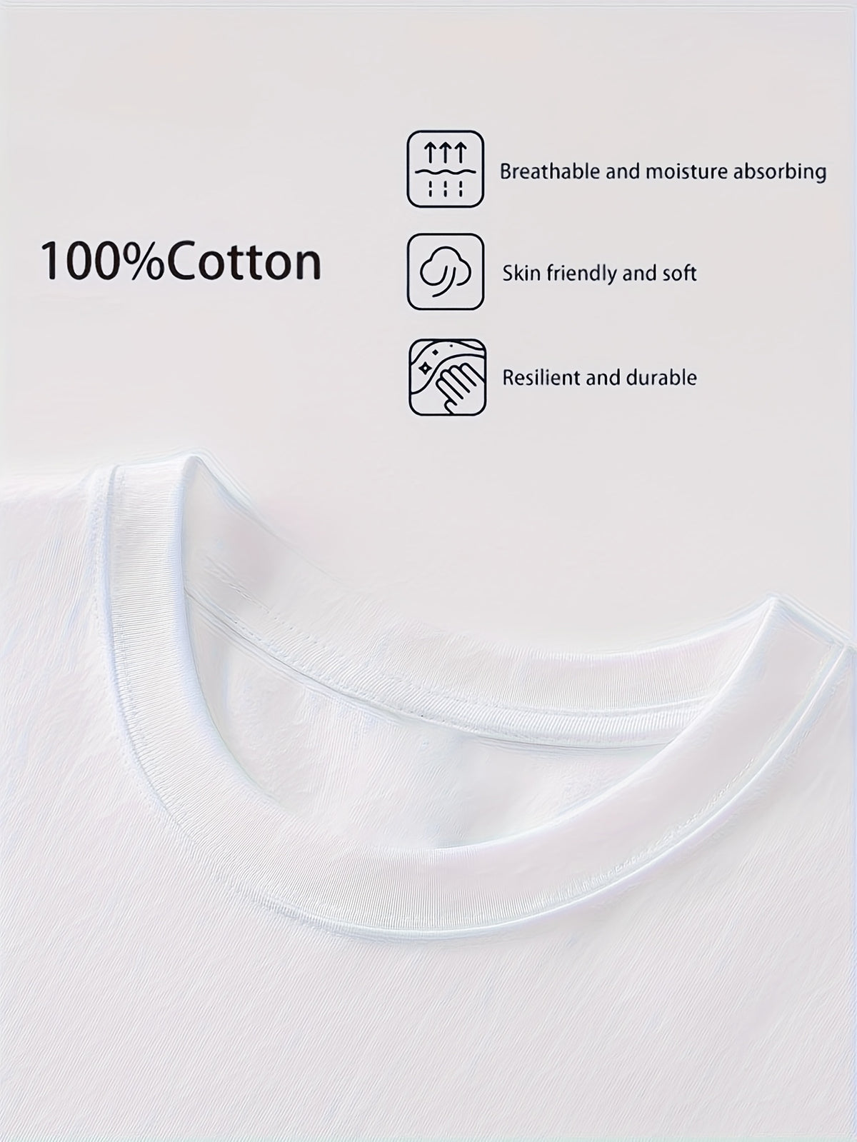 100% Pure  Men's Crew Neck Short Sleeve T-Shirt, Summer Solid Color, Comfortable, Soft, Breathable, Sweat-Absorbent, Casual, Versatile, for Layering or Wearing Outside - White