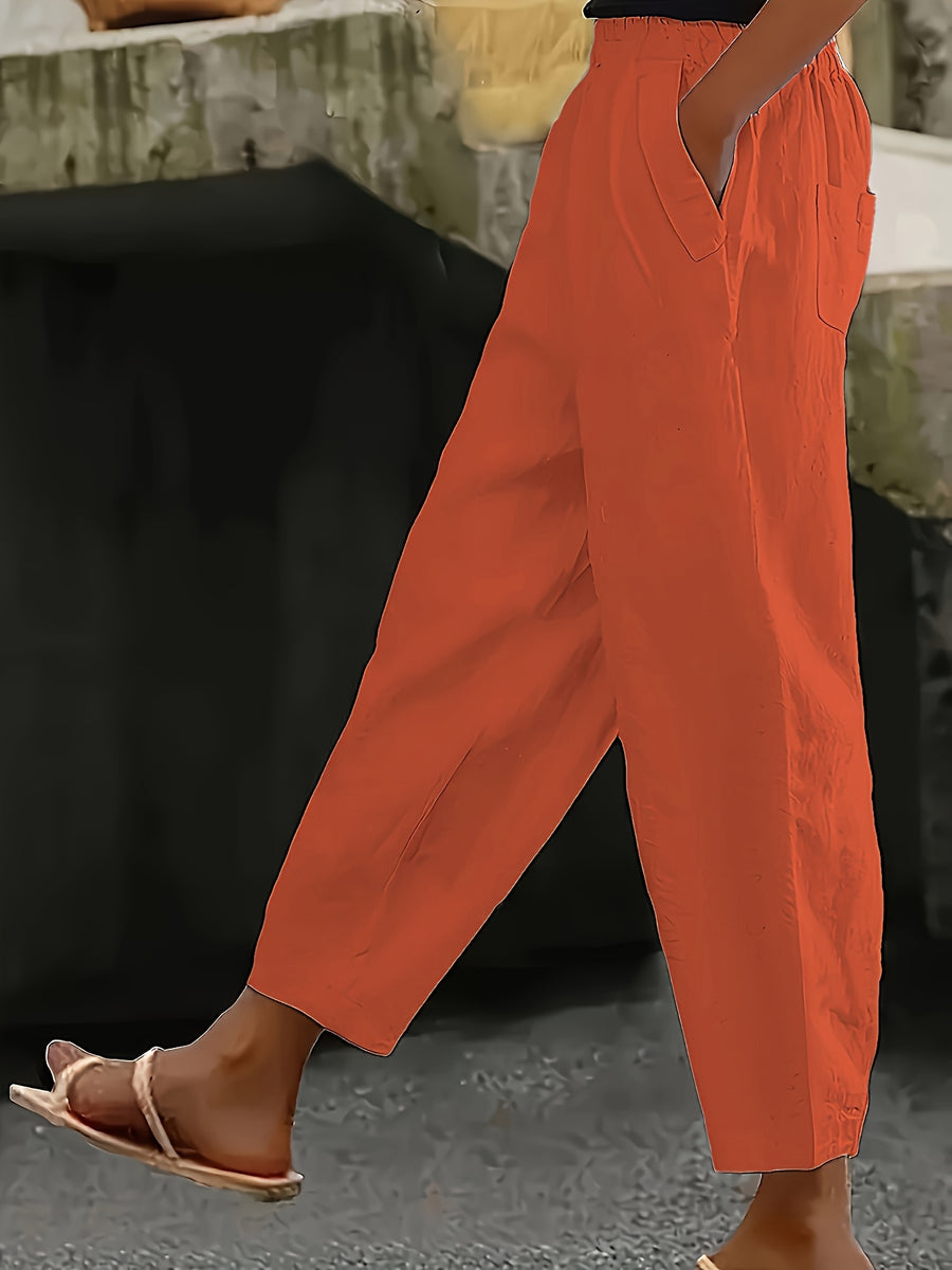 Women'S Spring And Summer Fashion Casual Solid-Color Trousers, Suitable for Beaches, Walking, And Parties - Brick Red