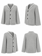 10 Colors Available High-End Style Autumn Winter New British Light Luxury Vintage Cardigan Old Money Style Knit Cardigan Sweater Commuter Autumn Winter Green Fruit Collar Warm Jacket - Light Grey