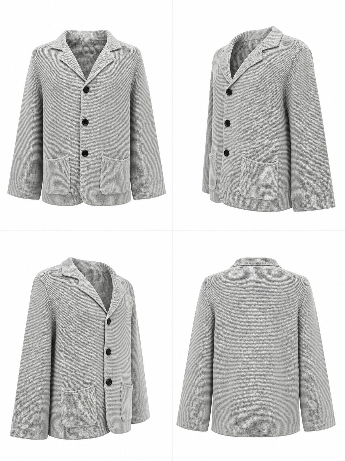 10 Colors Available High-End Style Autumn Winter New British Light Luxury Vintage Cardigan Old Money Style Knit Cardigan Sweater Commuter Autumn Winter Green Fruit Collar Warm Jacket - Light Grey