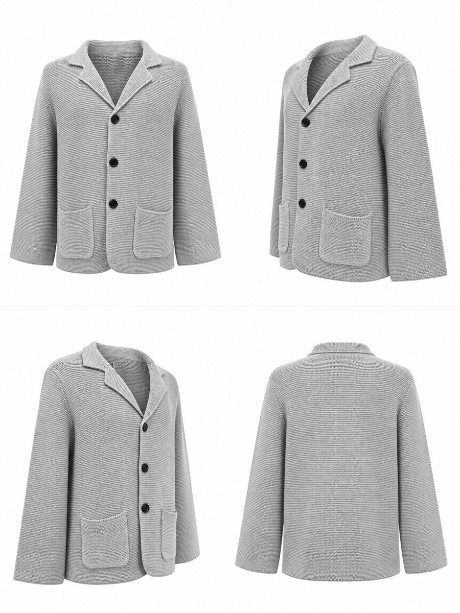 10 Colors Available High-End Style Autumn Winter New British Light Luxury Vintage Cardigan Old Money Style Knit Cardigan Sweater Commuter Autumn Winter Green Fruit Collar Warm Jacket - Light Grey