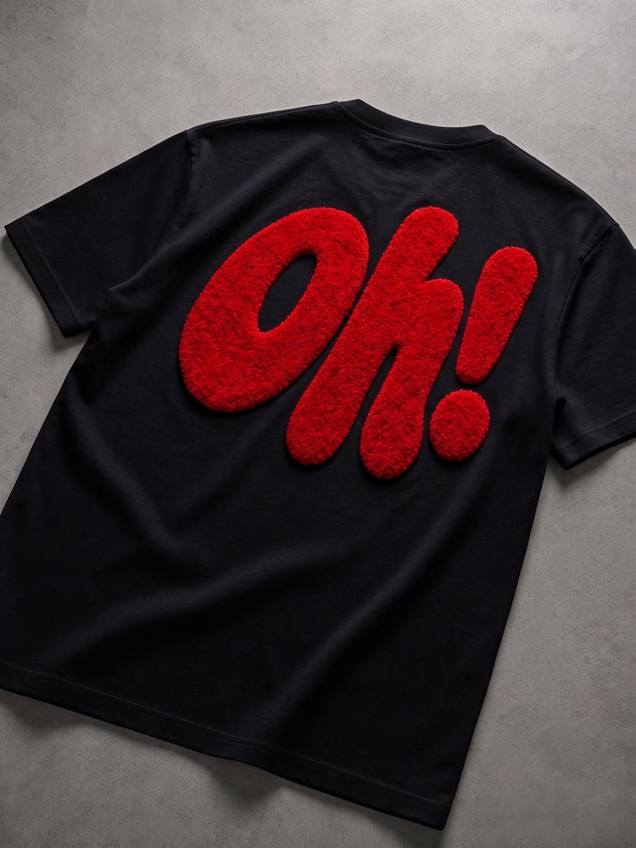 2026 Men'S Spring/Summer Letter Pattern Terry Cloth Embroidery Loose Crew Neck Short Sleeve T-Shirt, Casual Hip Hop Street Style, Unisex Loose Top, Multiple Colors Available, Couple Style - Black