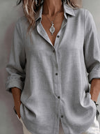Women'S Elegant Solid Color Commuter Shirt - Light Grey