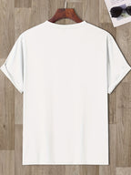 Men's T-Shirt with Letter A Print - Casual Wear - White