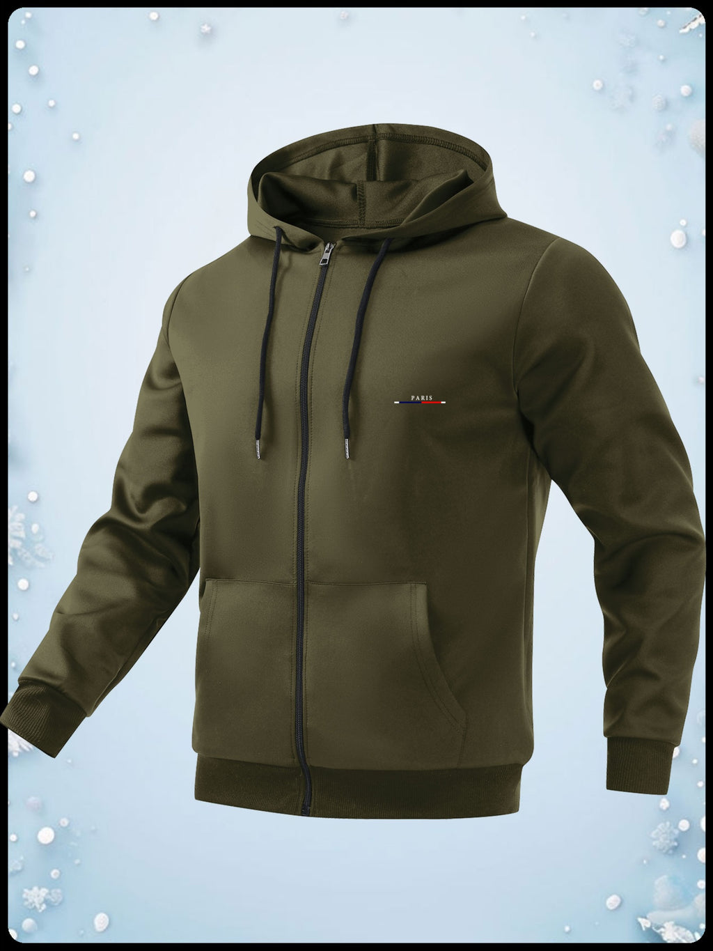 Fashion Casual Print Hoodie Jacket - fern green