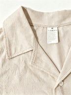 Old Money Style Men's Cuban Collar Short Sleeve Shirt, Linen Texture, Lightweight and Breathable Outdoor Casual Shirt - Apricot