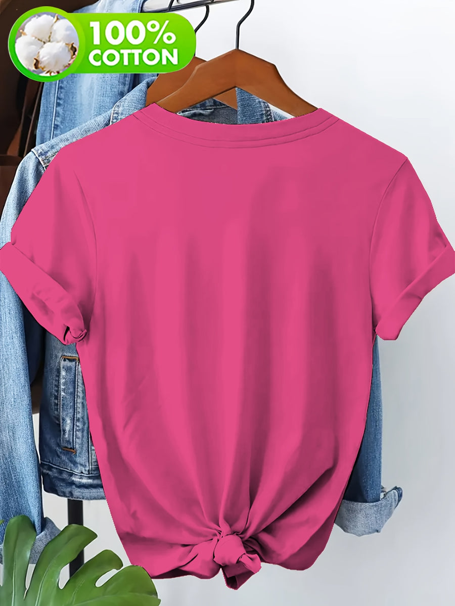 100% Women'S T-Shirt, Sassy "Yes I Did It" Black Cat Mugshot Print Short Sleeve Tee, Casual Round Neck Daily Tops - Rose Red