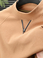 Men's Half-Turtleneck V-Neck Long-Sleeve Base Layer with Small Zipper, Understated and Mature, Seamlessly Transitions Between Business and Casual Settings - SINBOS - Yellow