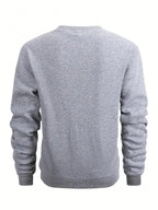 Men'S Crew Neck Sweatshirt 2-Pc, Fleece-Lined And Thickened Sweatshirt, Men'S Casual And Fashionable Top, Can Be Worn Inside Or Outside, Stylish Small Horse Logo Pattern - Light Grey
