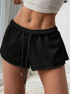 Cat Ear Women's Summer Solid Color Simple Casual Shorts, Suitable for Summer - Black
