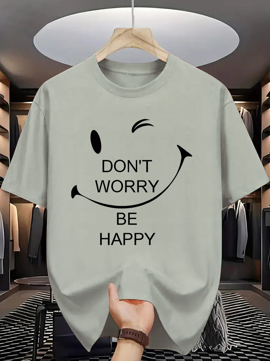 Trendy Printed T Shirts for Men, Regular Standard Fit Comfortable Short Sleeve Casual Tee, Versatile Everyday Fashion Outfit Top - Light Grey