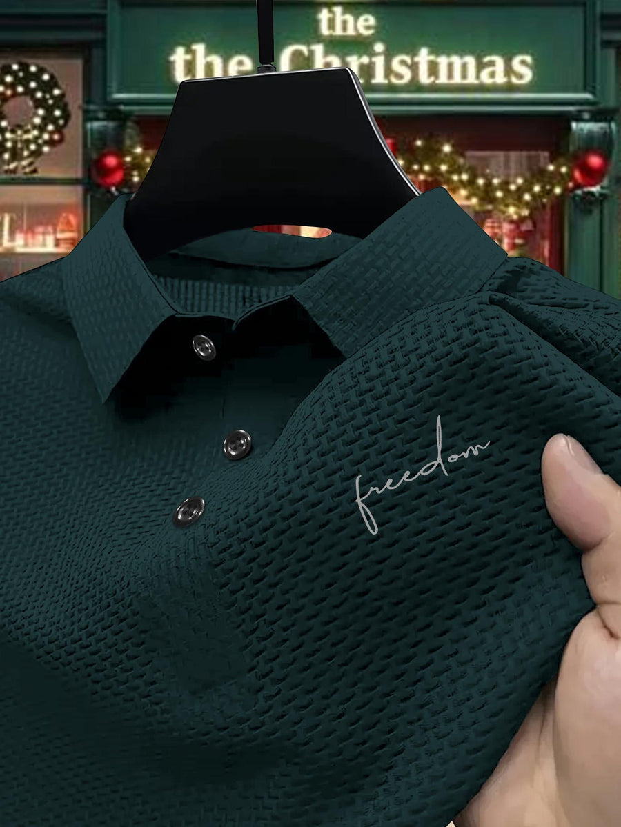 New Fabric Men'S Top, Printed Polo Shirt with Pleat-Press Craft, Premium Summer Sports-Casual Short-Sleeve Solid-Color T-Shirt, Half-Sleeve Top, Ideal for Golf, Fishing, Basketball, Fitness, And Beach Occasions - Green
