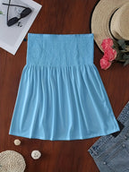 Women's Sexy Fashion Satin Off-Shoulder Crop Tube Top - Sky Blue