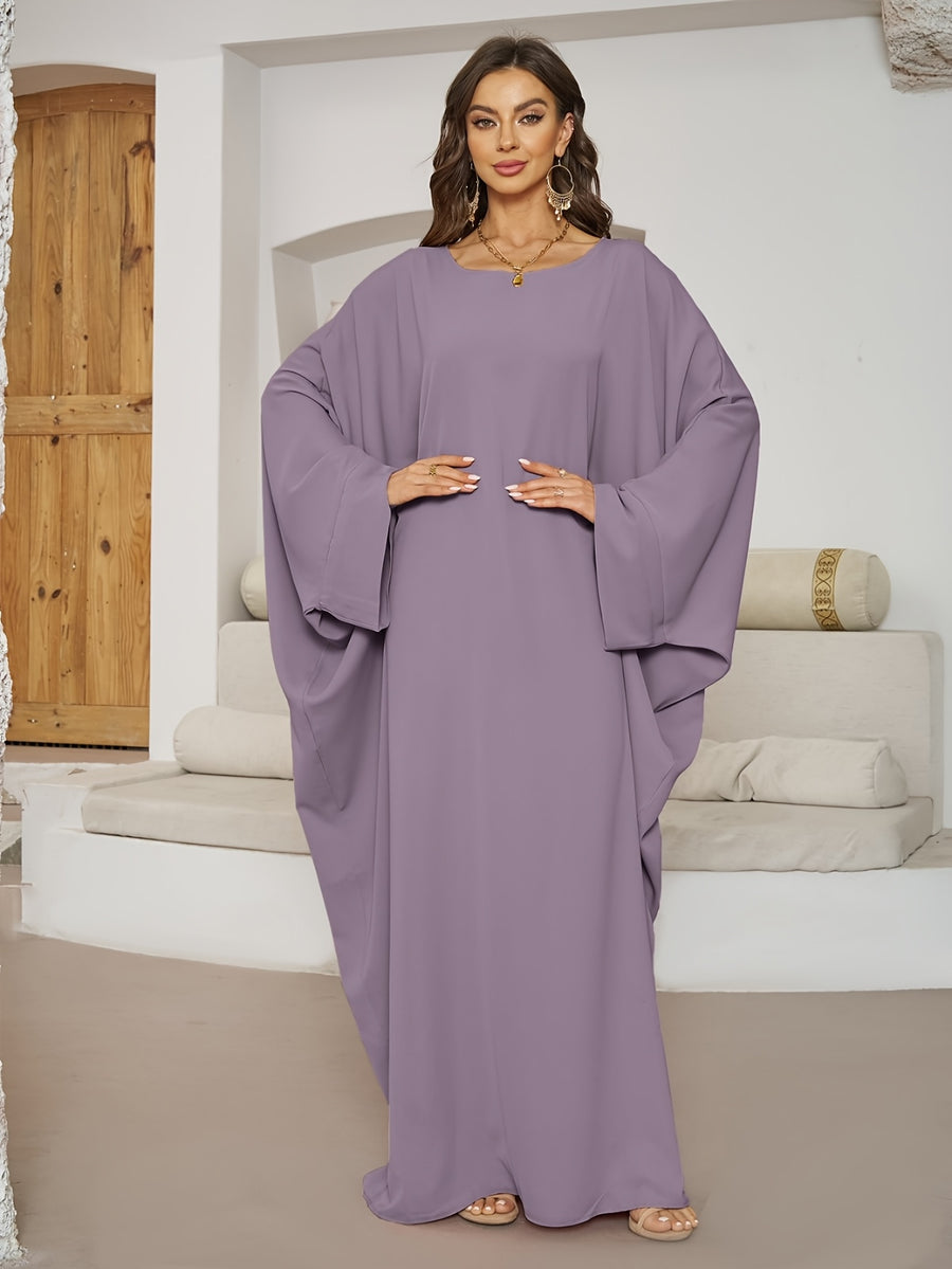 1pc (Headscarf Not Included) Elegant Vacation Fashion Wide Sleeve Solid Color Easy Breathable Comfortable No Scarf Women'S Abaya Casual Dress. Abaya, Muslim Clothing, Women'S Abayas, Muslim Robe, Elegant Abaya, Women'S Muslim Clothing, Chic Robe - Light Purple