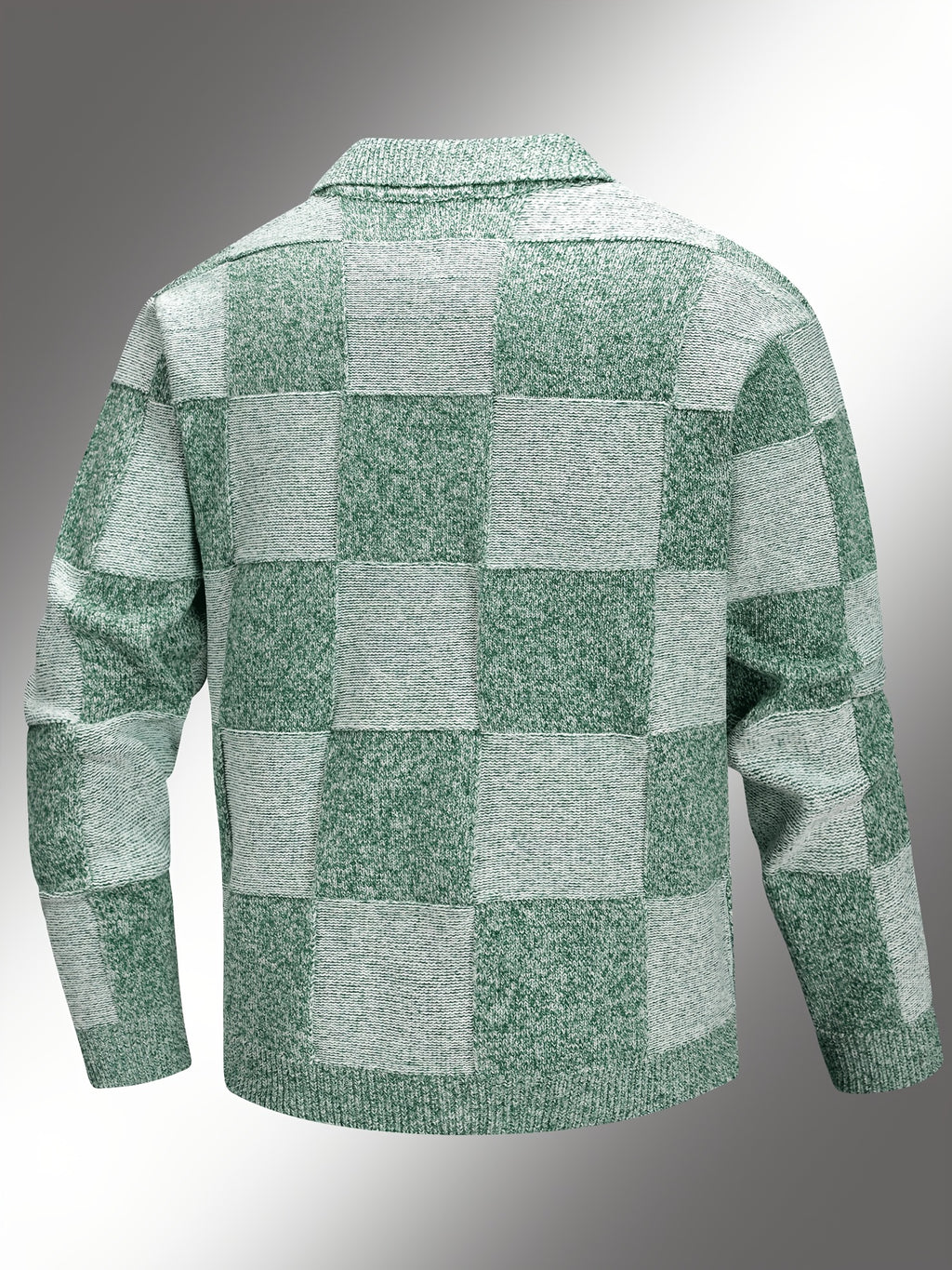 Men'S Checkered Jacket; Lapel Plaid Single-Breasted Casual Jacket; Autumn And Winter Men'S Top, Suitable for Daily Work Scenes - White Green
