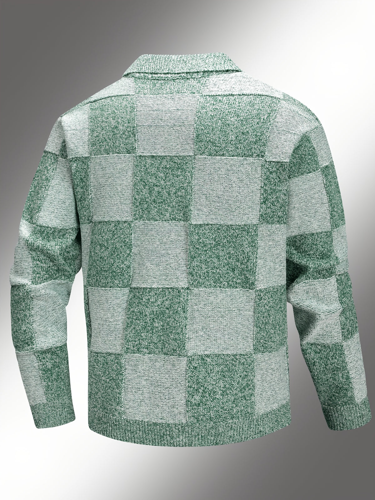 Men'S Checkered Jacket; Lapel Plaid Single-Breasted Casual Jacket; Autumn And Winter Men'S Top, Suitable for Daily Work Scenes - White Green