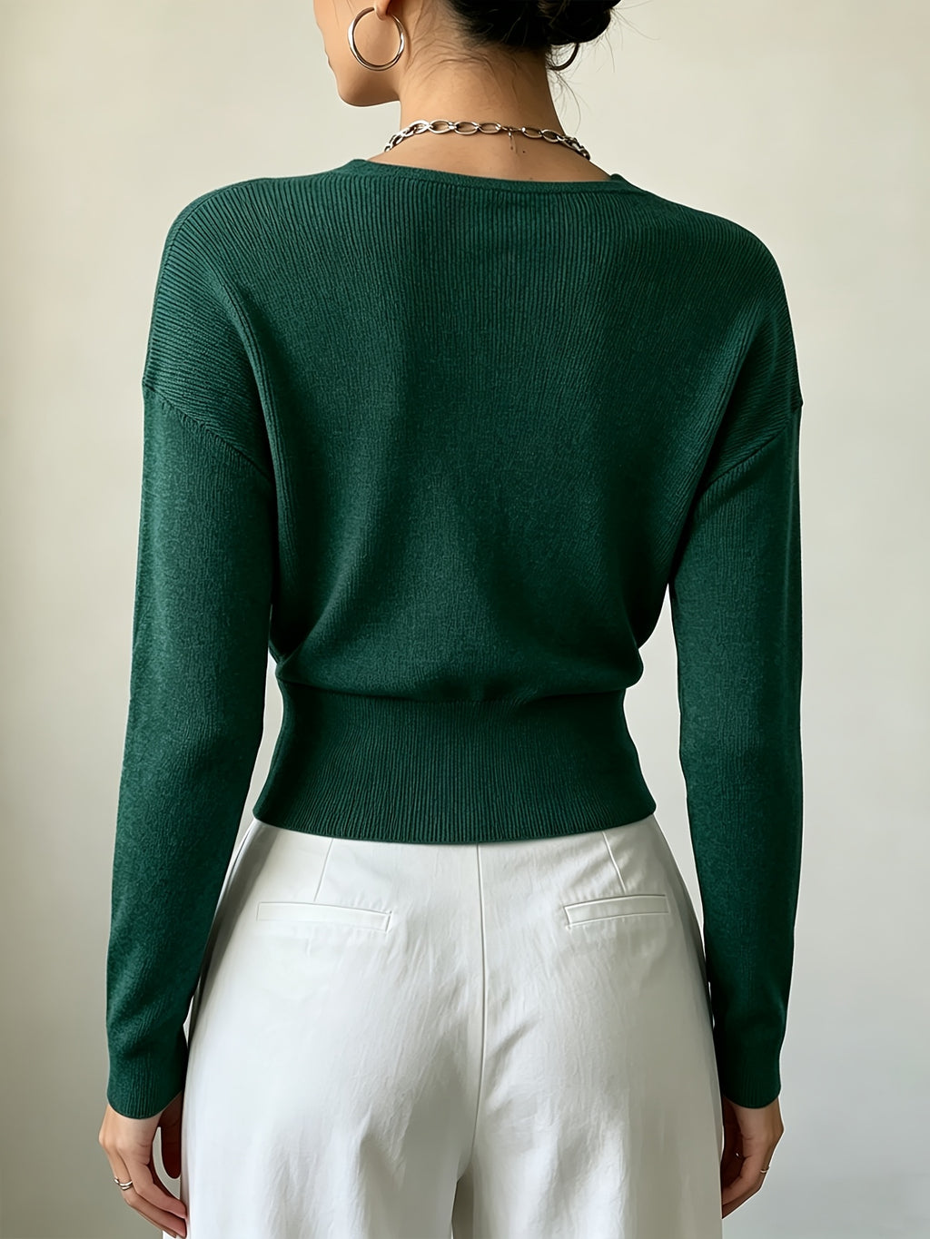 Women'S New Arrivals INS Autumn/Winter Cross-Collar Pullover, Elegant Versatile Loose Fit Machine Washable Long-Sleeve Knitwear - Dark Green