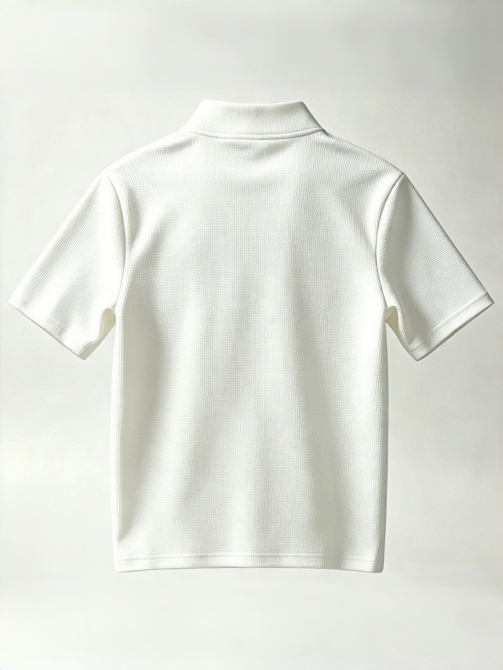Men's Loose Fit Waffle Knit Half-Zip T-Shirt with Stand Collar & Minimalist Climbing Print - Breathable Zippered Short Sleeve Top Suitable for Outdoor Sports, Casual Wear, Climbing,, Gym - Machine Washable Spring/Autumn Layering - White