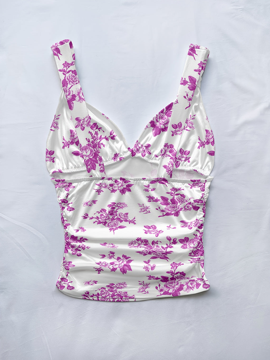 Women's Spring/summer New Hot Beach Tropical Vacation Outfits Casual Floral Slim Fit Bustier Halter Top - Magenta