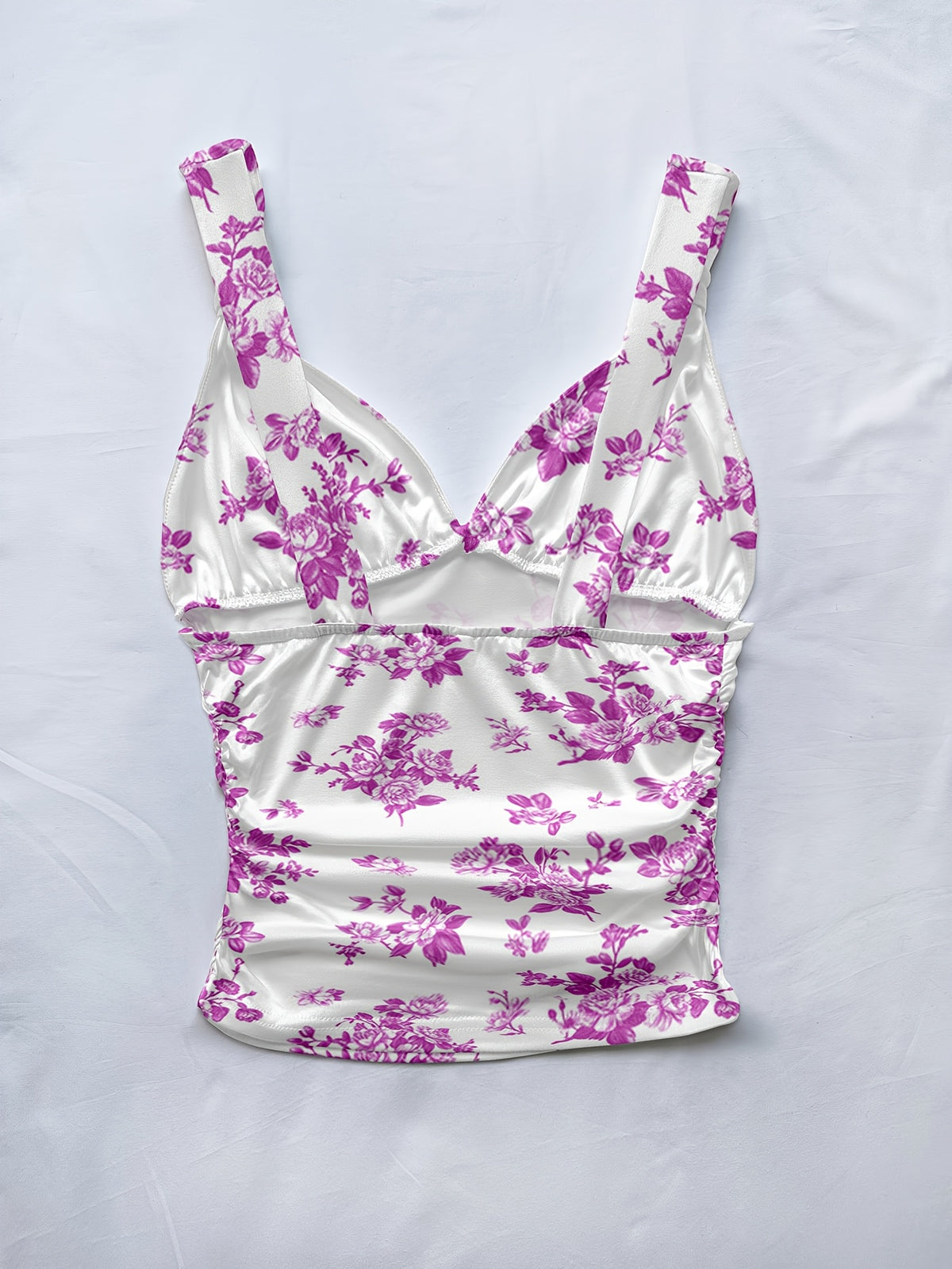 Women's Spring/summer New Hot Beach Tropical Vacation Outfits Casual Floral Slim Fit Bustier Halter Top - Magenta