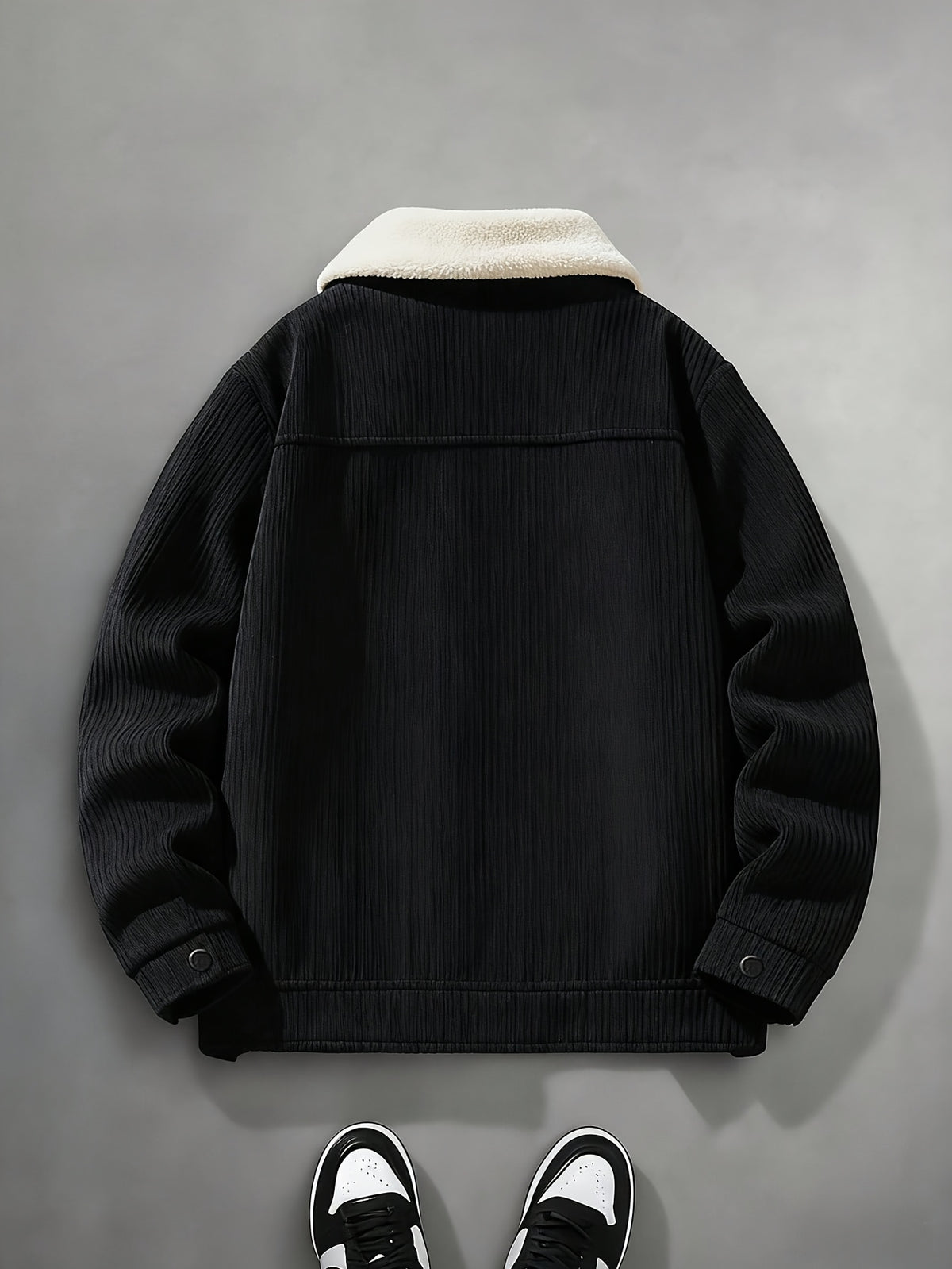 Men'S Autumn Winter New Fashion Easy Fleece Thick Warm Coat Outdoor Casual Sports Thickened Lapel Coat - Black