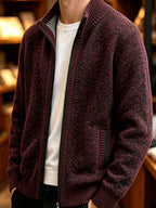 A Single Men's Thick Knitted Sweater Jacket, Made of Soft and Plush Fabric to Keep Warm and Comfortable, Easy to Match for Daily Commuting and Leisure. (Includes Only One Jacket) - Burgundy