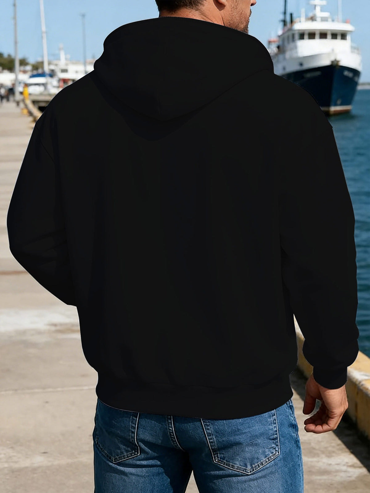 Warner Bros Official Casual Full-Zip Hooded Cardigan Sweatshirt with Kangaroo Pocket, Ribbed Cuffs and Hem, Loose Drop Shoulder Unisex Streetwear Versatile Outerwear for Autumn/Winter Daily Street Trend Long-Sleeve Hoodie - Black