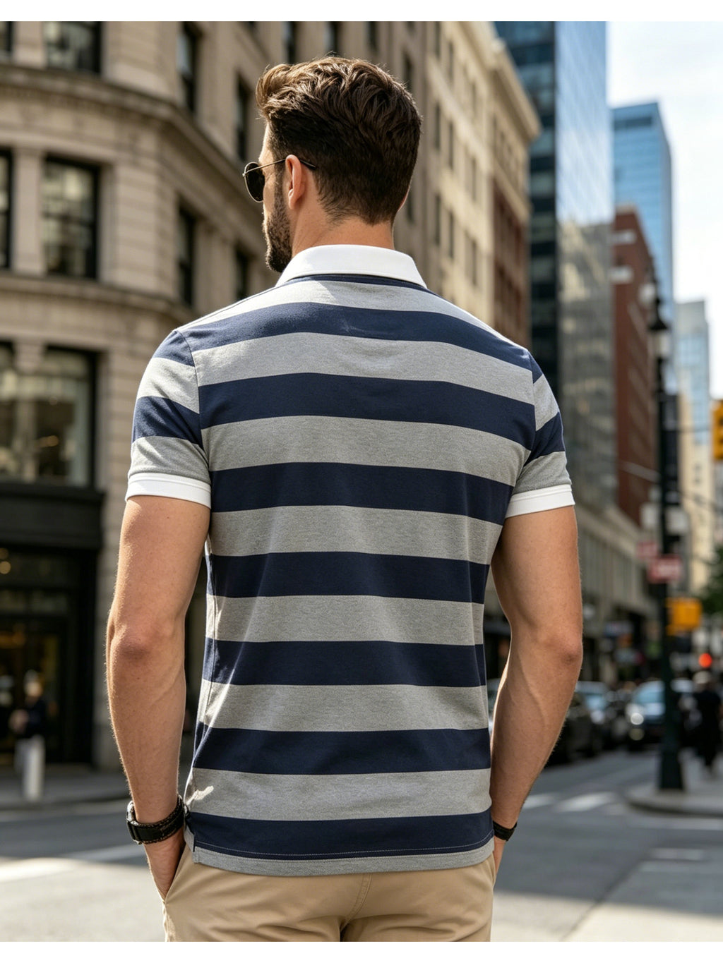 Men'S Business Casual Striped Polo Shirt, Summer Thin Breathable Short Sleeve, Office Commute Versatile Top - Mixed colors