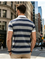 Men'S Business Casual Striped Polo Shirt, Summer Thin Breathable Short Sleeve, Office Commute Versatile Top - Mixed colors