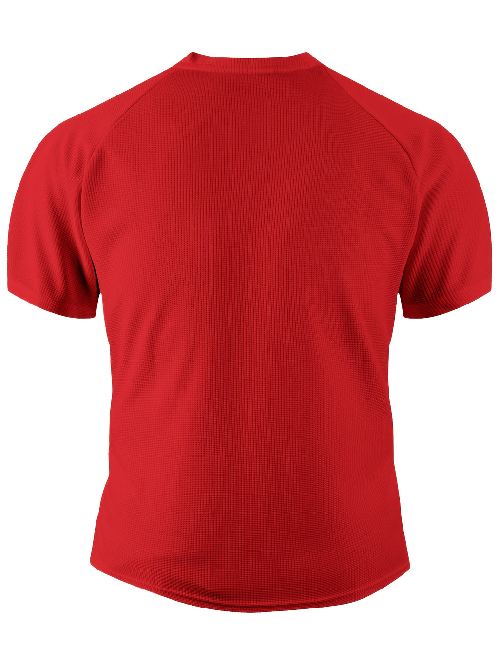 Men's Summer Collarless Casual Henley Shirt. Comfortable, Soft, and Breathable Fitness Business Fashion Polo Shirt - Red