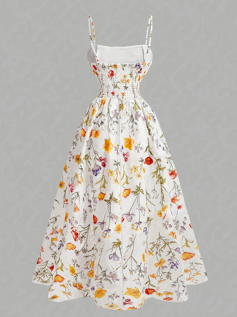Women's Vacation Floral Print Camisole Maxi Dress - Multicolor
