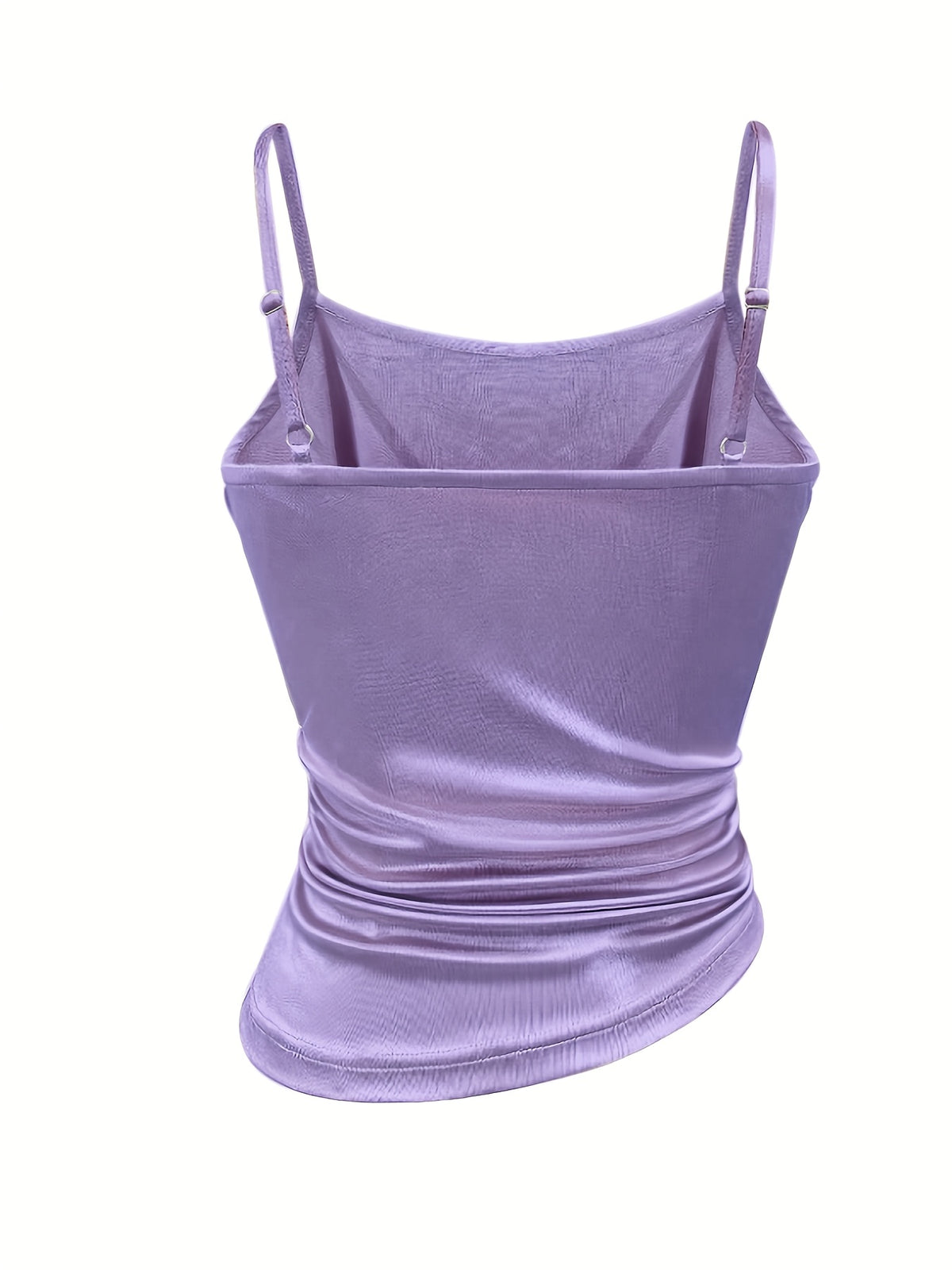 [Development WY260120078] Women's Satin Irregular Hem Side Gathers Daily Fashion Commuting Vacation Camisole Top - Light Purple
