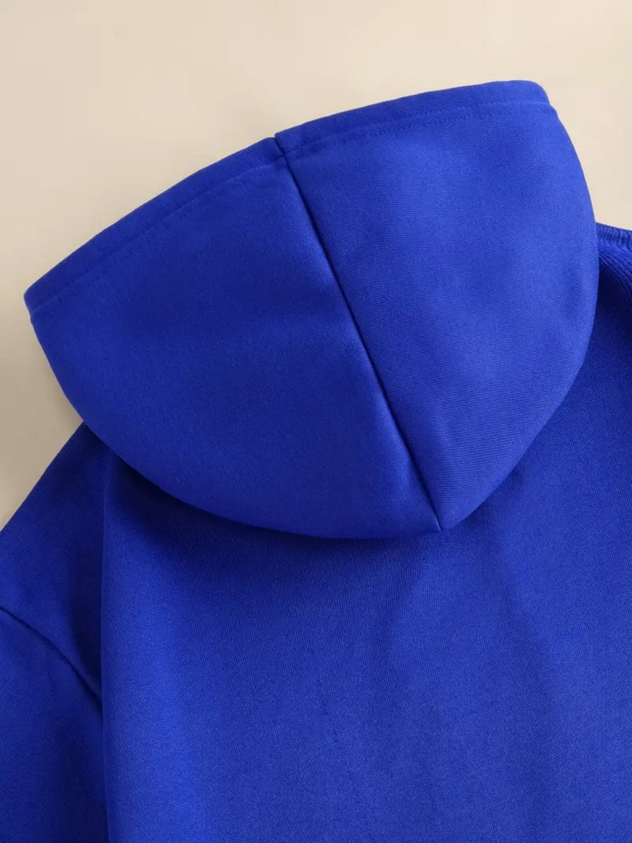 Minimalist BORG Since 1896 Letter Hooded Sweatshirt, Men's Trendy Versatile Drop-Shoulder Long-Sleeve Pullover - Royal Blue