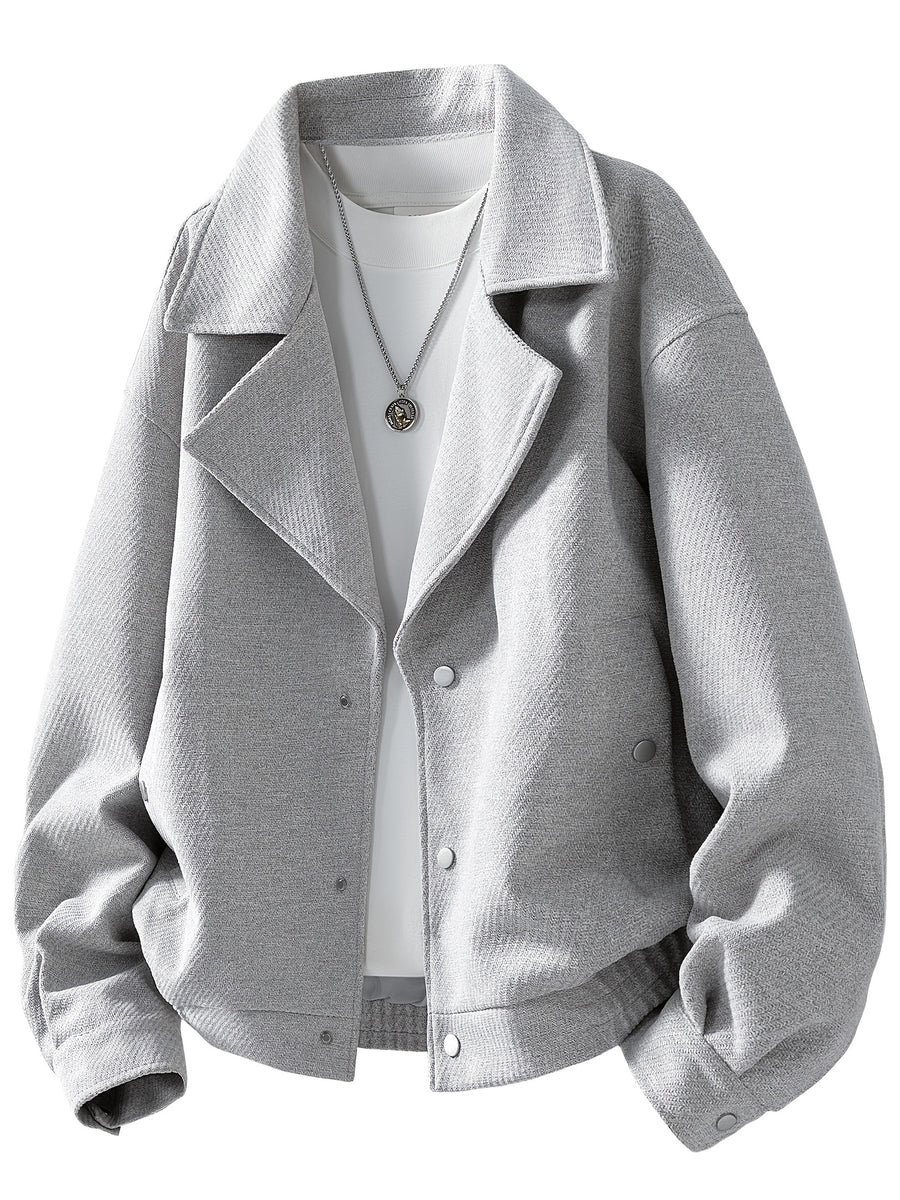 Men's Light Luxury Lapel Button-Front Cardigan Jacket - Loose Fit Blazer Coat with Lapel Collar & Button Closure, Machine Washable Suitable for Business Casual, Office Wear, Daily Use, Outdoor Events - Solid Color Outerwear - Off-white