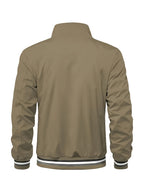 Lightweight Windproof Casual Coat with a Vintage Baseball Collar for Men, Inspired by Brooklyn, New York - Olive Green