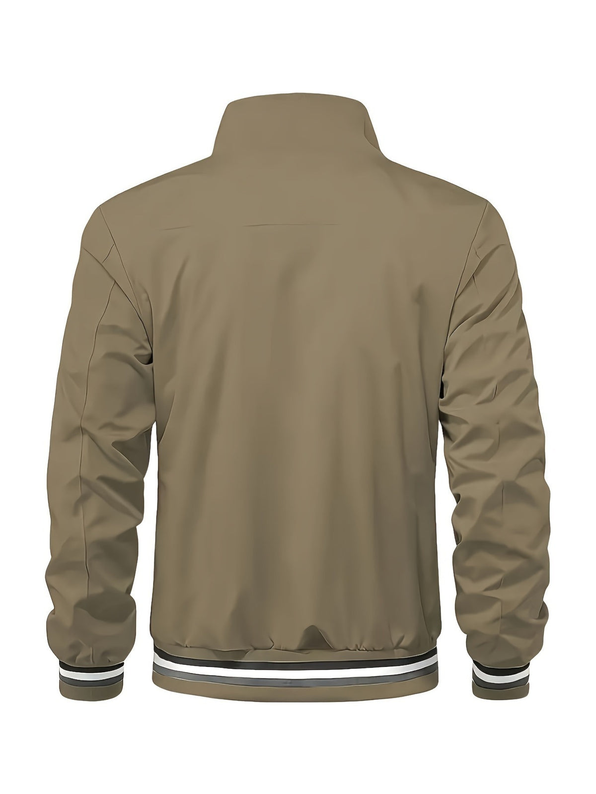 Lightweight Windproof Casual Coat with a Vintage Baseball Collar for Men, Inspired by Brooklyn, New York - Olive Green