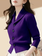 Women's Turn- Collar Cardigan Coat - Deep Purple