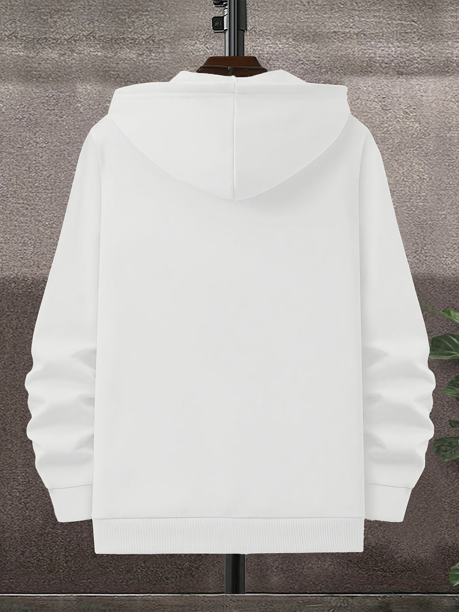 Men'S Solid Color Warm Fleece-Lined Zipper Sweatshirt, Global All-Season Factory Made Comfortable High Quality High Fit Rate Casual Men'S Sweatshirt - White 1