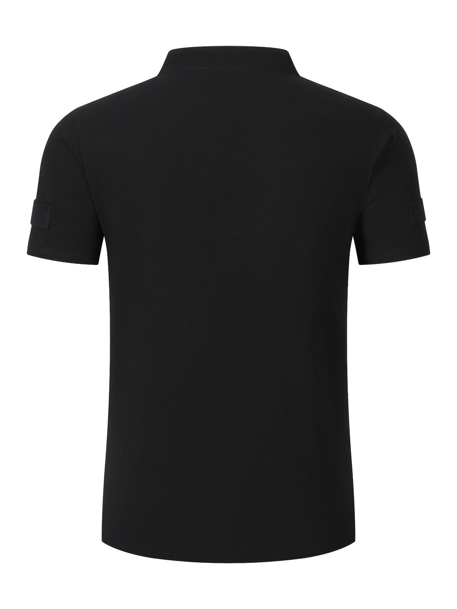 Men's Solid Color V-Neck Short Sleeve T-Shirt, Summer Casual Breathable Solid Color Top, Simple Fashionable Trendy Men's Clothing - Black