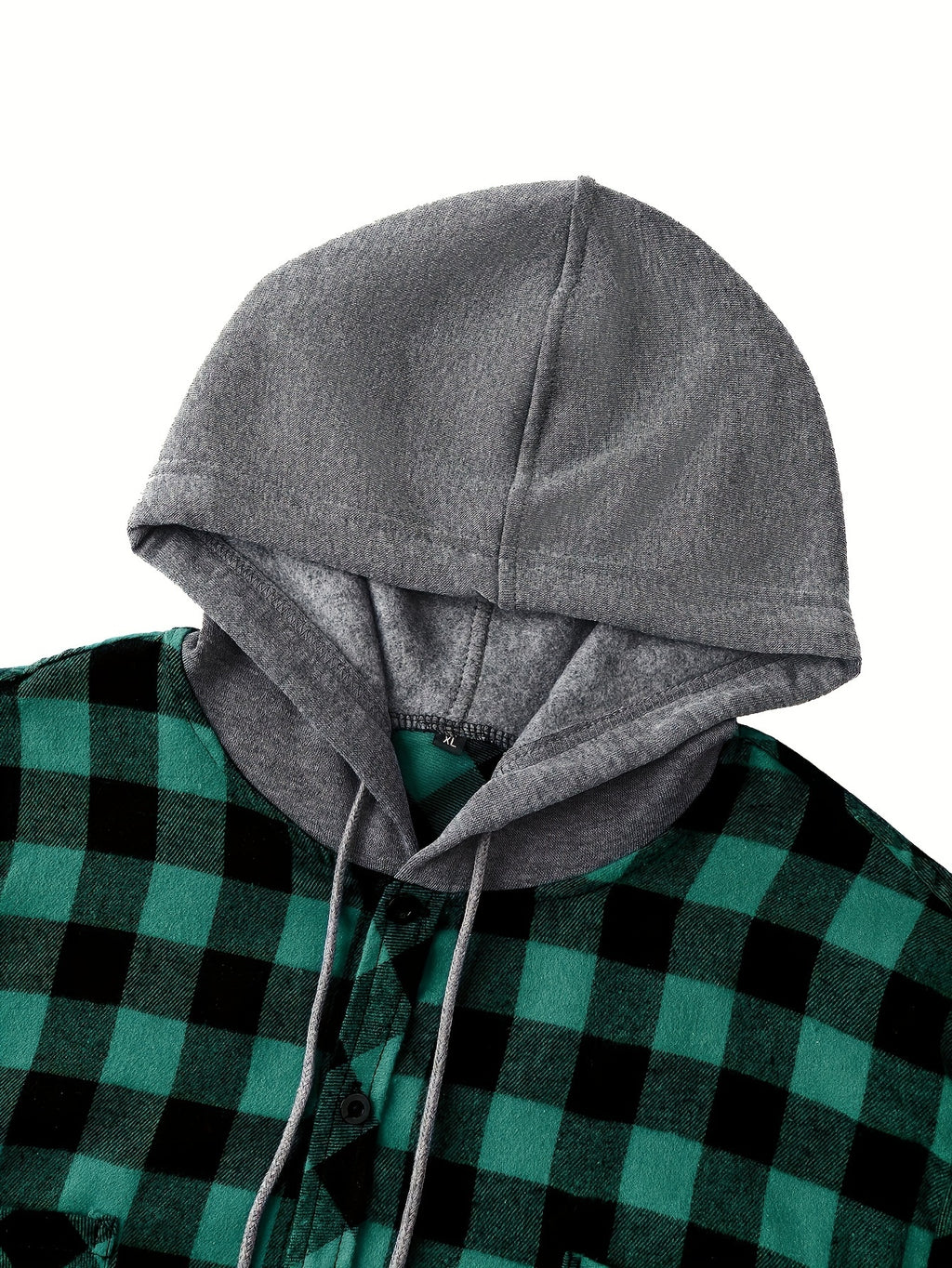 Men's Fashion Hooded Plaid Trendy Shirt Hooded Plaid Sweatshirt, Autumn/Winter Essentials, New Season - Dark Green