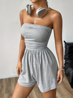 2pcs Summer Sexy Ruched Cami Dress - Black+gray