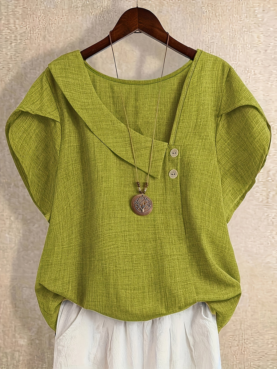 Women'S Solid Fashion Shirt for Summer - Greenish Yellow