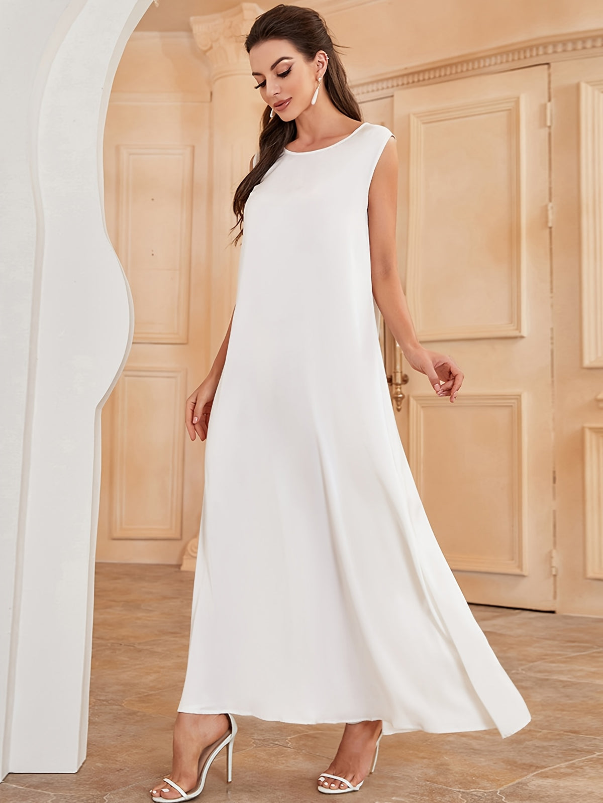 1pc Fashionable, Elegant And Comfortable Bubble Color Fabric. Pure Color Suitable for Daily Outdoor Travel And Leisure. Loose And Comfortable Women'S Abaya Vest. Abayas for Women Muslim Namaz Dresses Women'S Traditional Robe - White
