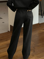 2025 New Arrival Recommendation: Trendy European and American Style Long Pants, Wide-Leg Fashionable Women's Outdoor Sports Pants, Simple Style Women's Pants, Straight-Leg Cargo Pants - Black