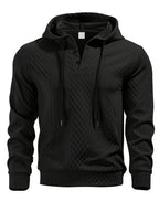 New Men'S Casual Fashion Athletic Cool Versatile Trendy Stylish 3D Jacquard Fabric Two-Button Hooded High Street Popular Sweatshirt - Black