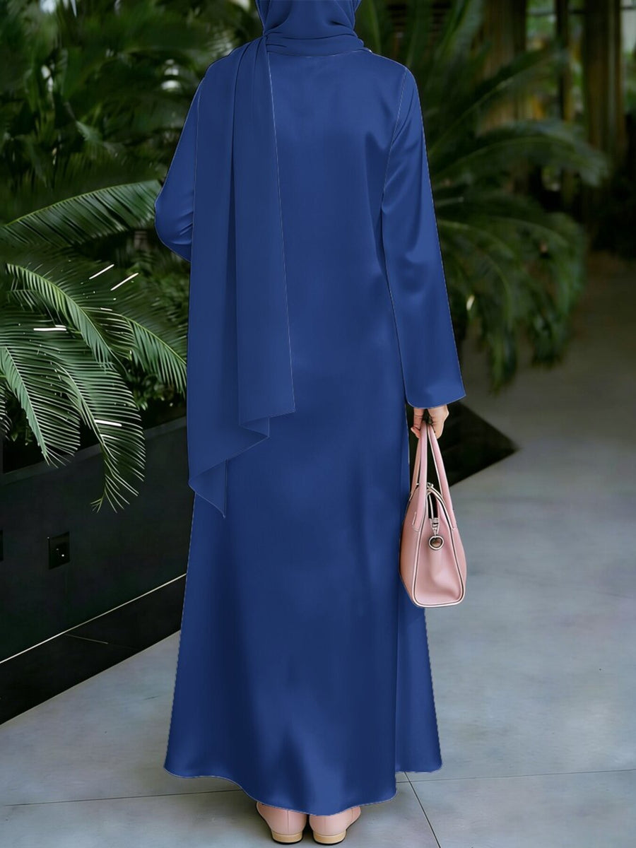 Women's Middle Eastern Style Muslim Elegant Thobe Dress, Suitable for Malaysia, Saudi Casual Conservative Thobe, Long Length Long Sleeve Flowy Fit, for Shopping, Prayer, Family Gatherings, Soft and Breathable Non-Embroidered Craft, Gentle and Simple - Mixed colors