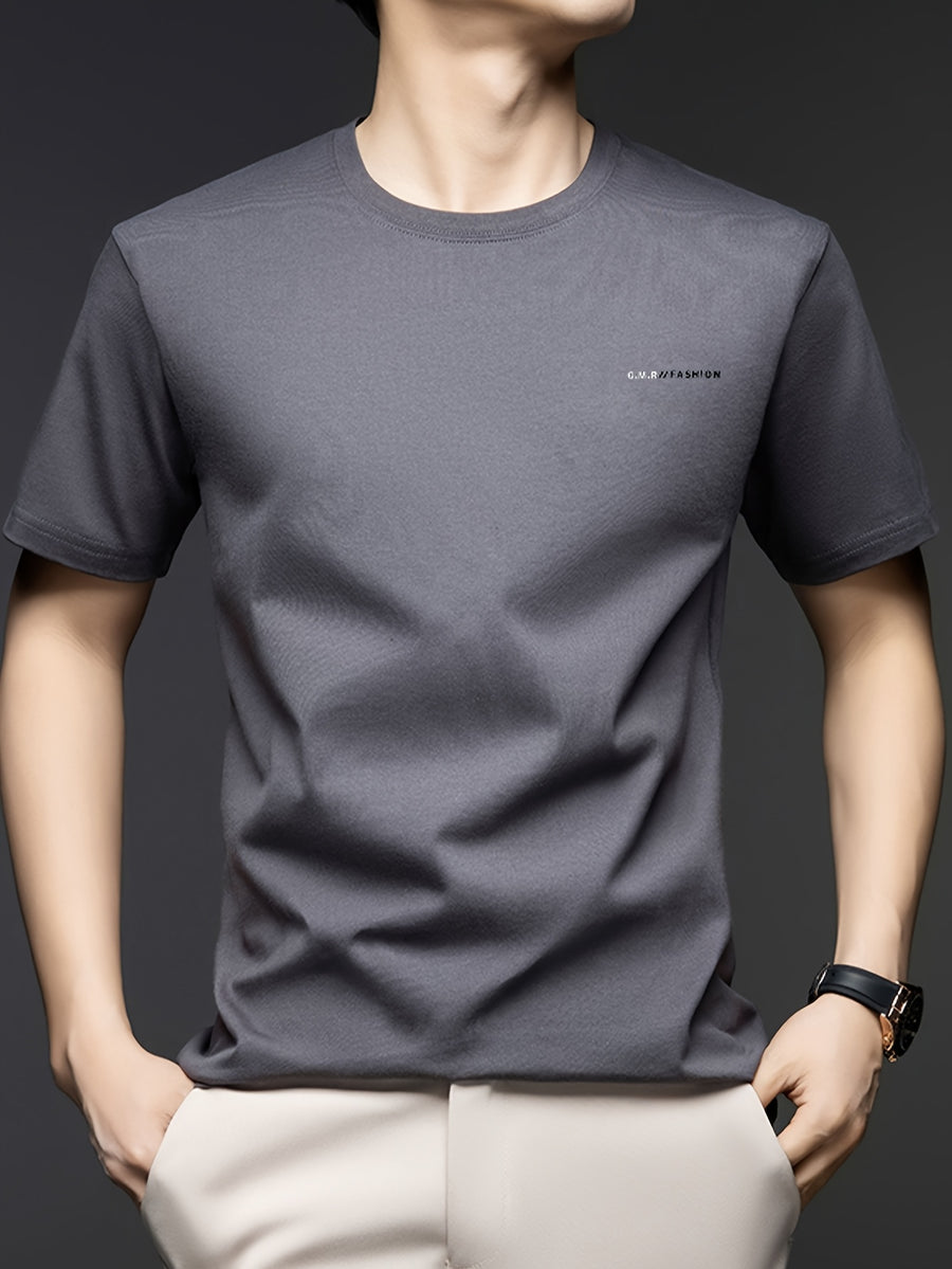 Summer Men'S Short Sleeve T-Shirt, Minimalist Style, Soft And Skin-Friendly Feel, Good Drape And Non-Sheer, Comfortable And Textured, Suitable for Daily Casual/Commuting And Travel - Dark Grey
